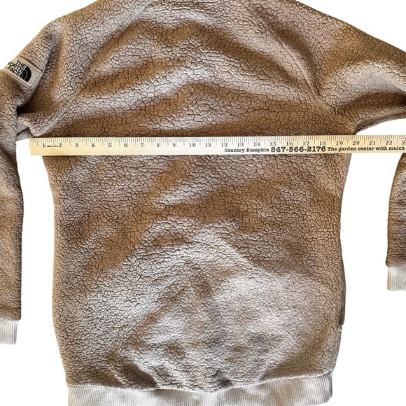 The North Face women’s light mauve fuzzy Sherpa hoodie zip jacket Sz S - Picture 6 of 7